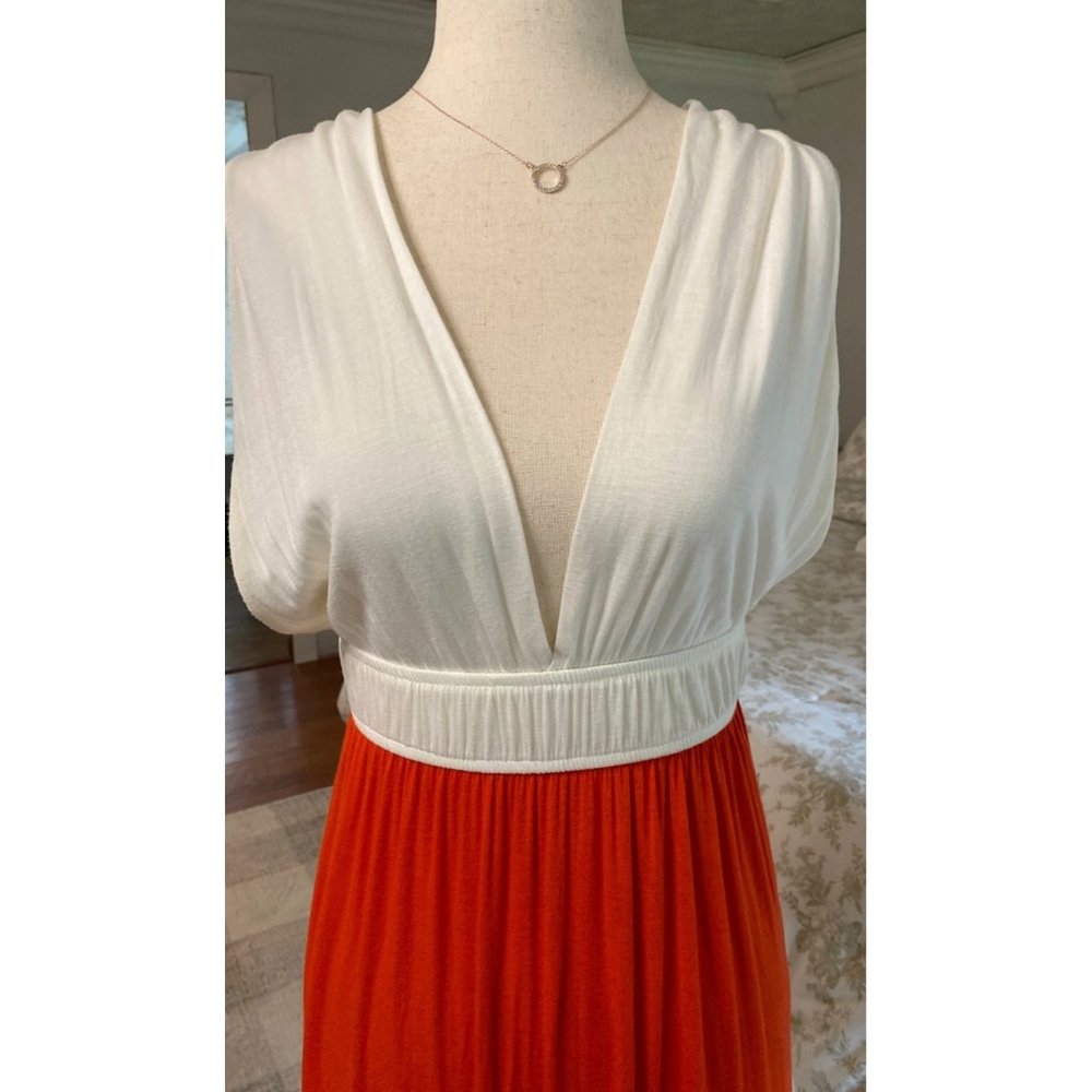 American Rag Dress Women Size Medium White‎ Colorblock Empire Halter Crisscross